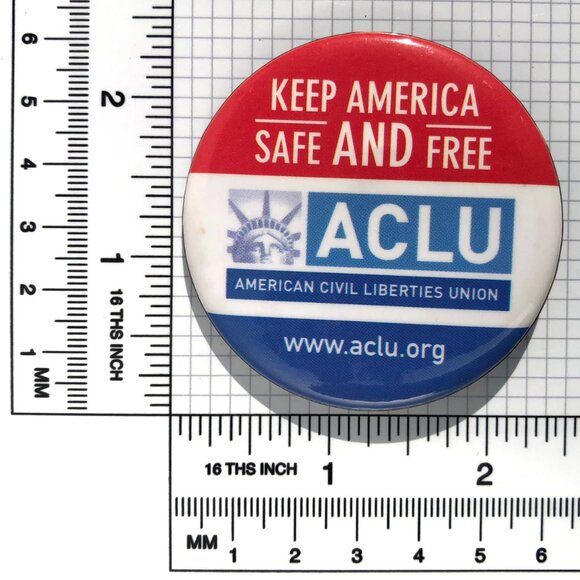 vintage ACLU American Civil Liberties Union Pinback Button America Safe and Free - Picture 3 of 3